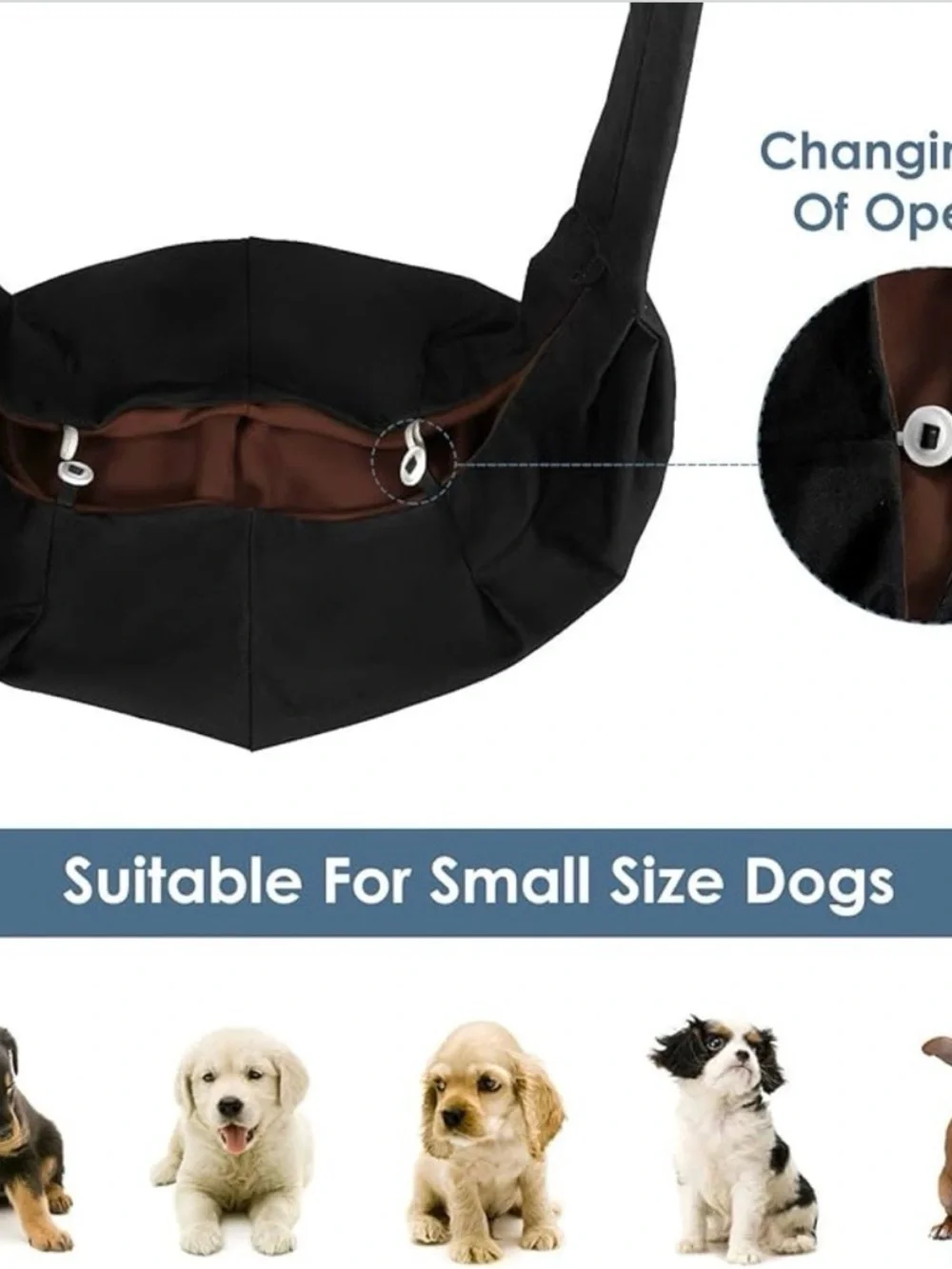 Black Hands-Free Pet Sling Carrier for Small Dogs